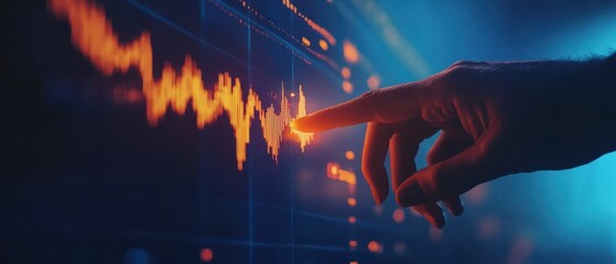 Poster - Virtual interaction with rising stock trends financial analytics digital environment close-up view modern concepts