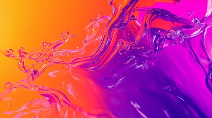 Poster - Vibrant Neon Gradient with Hot Pink and Purple Liquid Flowing Splashes