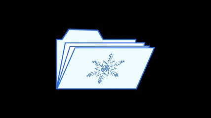 Poster - Animated open document folder icon in y2k style with ice effect. Alpha channel