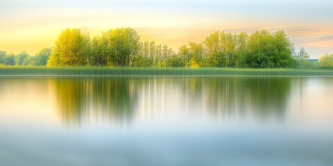 Poster - Beautiful reflection captured in a serene setting. The beautiful reflection showcases the artistry of long exposure photography, emphasizing soft focus and motion blur in the enchanting scene.