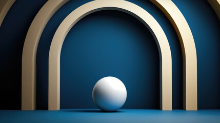 Poster - Geometric design showcase modern studio 3d render minimalist ambiance front view architectural concept