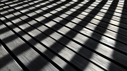 Poster - Shadows and light play on wooden floor interior space photography artistic perspective abstract concept