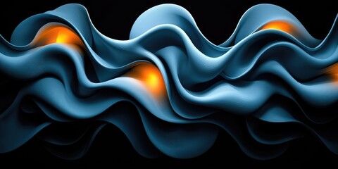 Poster - Dynamic flowing waves abstract space digital art dark background close-up fluid motion design