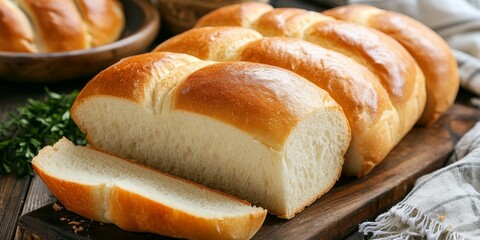 Aufkleber - Freshly baked homemade bread, sliced and prepared for enjoyment, offers the perfect addition to any meal. This homemade bread is ready to eat and ideal for various culinary creations.