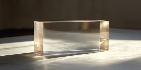 Aufkleber - Clear rectangular prism exemplifying geometric solid forms, showcasing the attributes and beauty of transparent geometry in various applications and artistic expressions.
