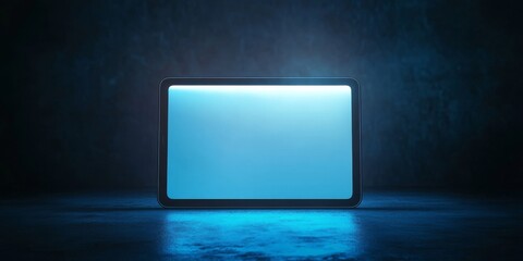 Leinwandbilder - Aesthetic LED light illuminating a blank tablet screen, showcasing the tablet s sleek design and potential for digital creativity with the captivating aesthetic LED light effect.