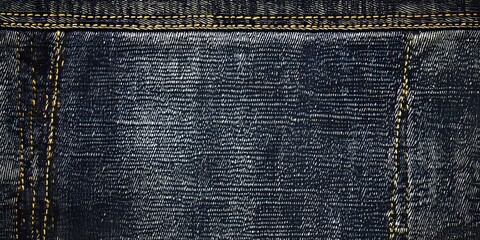 Poster - Gray blue jeans texture closeup highlighting seams, perfect for showcasing the unique characteristics of denim. This jeans texture can serve as an ideal background for various creative projects.