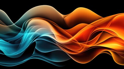 Poster - Dynamic flow of abstract waves digital art vibrant colors dark background creative design