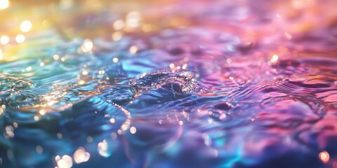 Leinwandbilder - Water texture overlay effect designed for enhancing photos and mockups. This water texture creates a unique organic drop diagonal shadow caustic effect, featuring rainbow light refraction on surfaces.