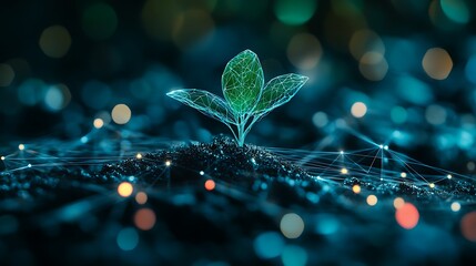 Poster - Digital Representation of a Growing Plant with Network Connections in a Futuristic Setting
