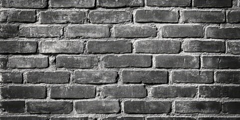Poster - Desaturated brick wall background featuring clean black and white brickwork. This brick wall texture offers a grunge vintage aesthetic with ample copy space for creative purposes.