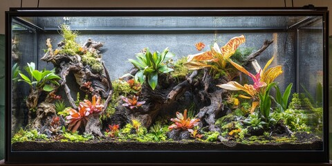 Fototapete - Interior fittings for terrarium enhance the aesthetic appeal of a small garden, making the terrarium look lively and vibrant while providing a unique ambiance to any space.