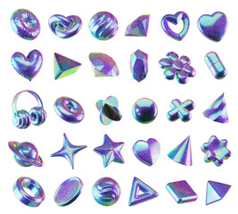 Poster - Holographic element set pack isolated background 3d rendering