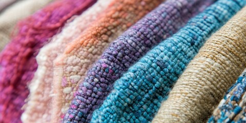 Poster - Close up of woven fabric showcasing cotton, linen, canvas, and chenille fabric textures. This woven fabric features a variety of textures, including silk fabric and soft yarn, perfect for textile