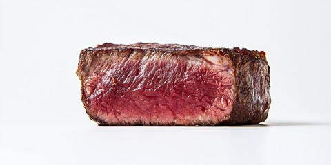 Aufkleber - Piece of meat displayed on a white background, showcasing its texture and quality, highlighting the piece of meat as a focal point for culinary presentations and appetizing visuals.