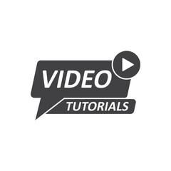 Poster - Play video tutorials icon in flat style. Education software vector illustration on isolated background. Webinar training sign business concept.