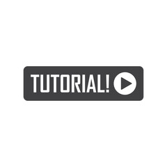 Poster - Play video tutorials icon in flat style. Education software vector illustration on isolated background. Webinar training sign business concept.