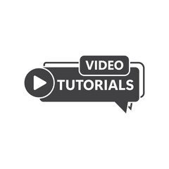Poster - Play video tutorials icon in flat style. Education software vector illustration on isolated background. Webinar training sign business concept.