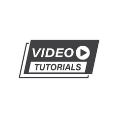 Poster - Play video tutorials icon in flat style. Education software vector illustration on isolated background. Webinar training sign business concept.