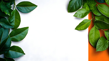 Wall Mural - corners with green leaves