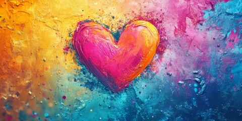 Aufkleber - Vibrant heart shape on a colorful background, showcasing the beauty of love and creativity. This heart shape stands out beautifully against the vivid hues of the background.