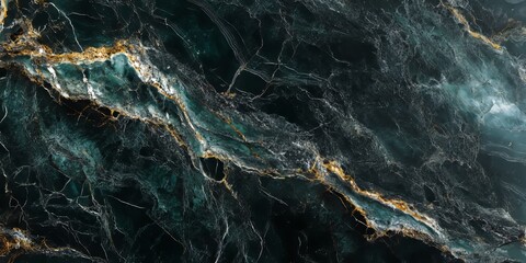 Poster - Abstract black and green marble texture displaying a grunge dark background, perfect for creating a striking visual impact with its unique blend of colors and patterns in the marble texture.