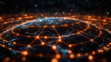 Poster - Digital representation of a connected globe with data points.