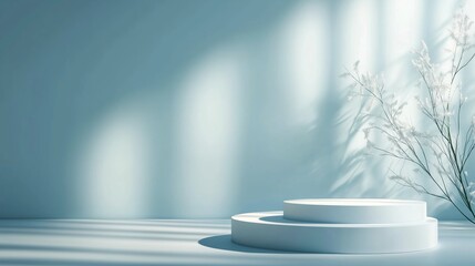 Poster - elegant minimalist display with circular podiums and soft lighting in a serene setting