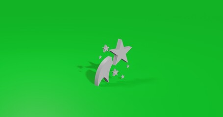 Poster - Isolated realistic white fireworks symbol front view with shadow. 3d illustration on green chroma key background