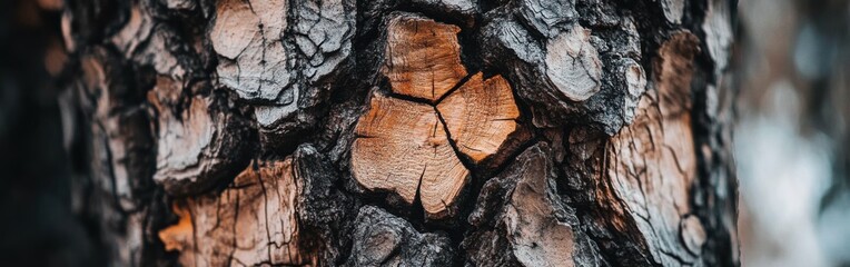 Poster - Textured close-up of ancient tree bark highlighting the intricate patterns and natural beauty of wood surfaces