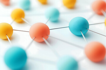 Aufkleber - Colorful spheres connected by lines, representing networking or molecular structures in a visually engaging way.