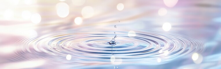 Aufkleber - Softly illuminated water surface with circular ripples created by a droplet in the peaceful setting of a tranquil afternoon
