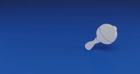 Poster - Isolated realistic white baby rattle symbol with shadow. Located on the right side of the scene. 3d illustration on transparent background