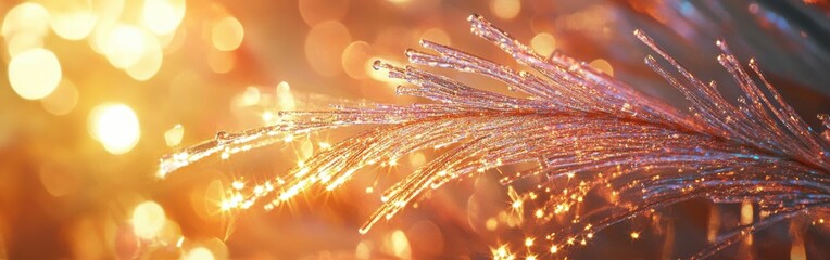 Poster - Soft close-up of shimmering water quills in motion reflecting light at dusk