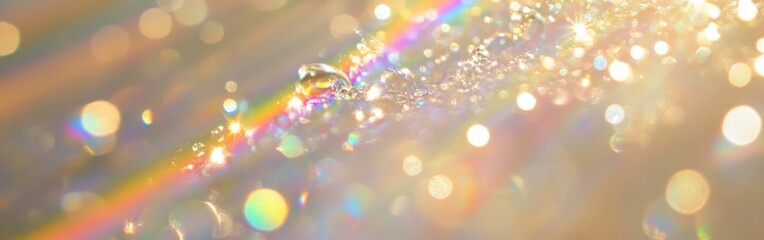 Poster - Close-up view of shimmering water droplets reflecting light and movement in a vibrant display of color and texture