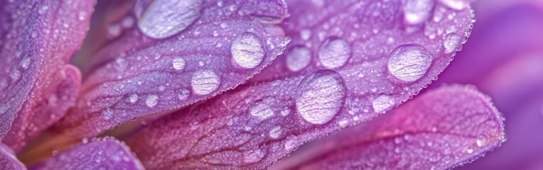 Poster - Closeup view of lavender flowers adorned with dew drops on a calm early morning