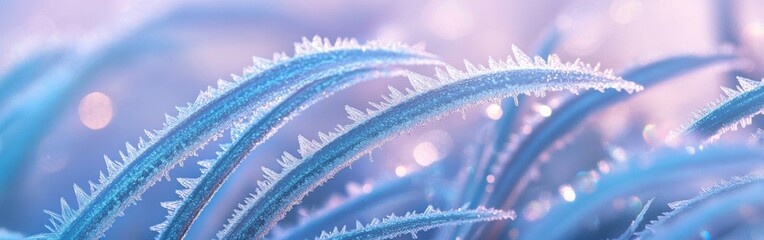 Aufkleber - Frosted grass blades glisten in early morning light, showcasing nature's intricate beauty and delicate patterns