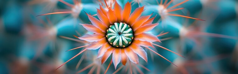 Poster - Macro shot of a vibrant cactus flower displaying intricate details and vivid colors