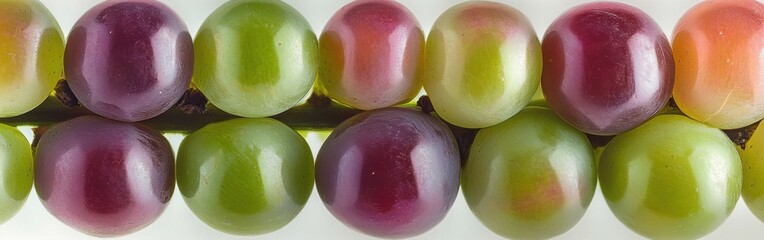Poster - Close-up view of colorful grapes highlighting texture and freshness in natural light setting