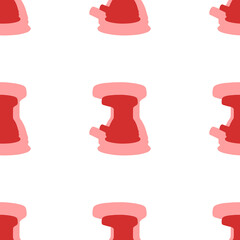 Poster - Seamless pattern of large isolated red sanding machine symbols. The elements are evenly spaced. Illustration on light red background