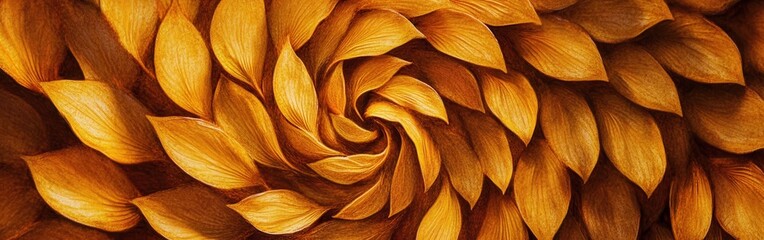 Poster - Sunflower petals arranged in a swirling pattern showcasing intricate details and vibrant hues