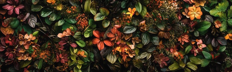 Poster - Vibrant spring garden filled with a variety of colorful flowers and lush greenery showcasing nature's beauty