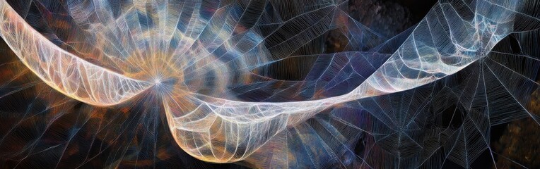 Aufkleber - Exploration of intricate spider silk showcasing its delicate structure and vibrant patterns