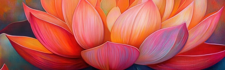 Poster - Close-up exploration of a vibrant lotus flower revealing intricate details and colors during a serene morning
