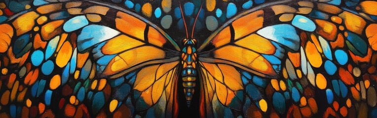 Poster - Vibrant close-up of butterfly wings showcasing intricate patterns and colors in nature's design during daylight