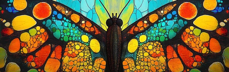 Poster - Vibrant close-up of butterfly wing patterns showcasing intricate colors and textures