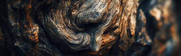 Aufkleber - Intricate close-up of tree knot showcasing natural wood grain design and texture in a forest setting