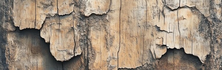 Poster - Close-up of aged wood with intricate grain patterns and deep cracks revealing natural textures