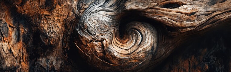 Poster - Intricate tree knot showcasing swirling grain patterns in natural wood