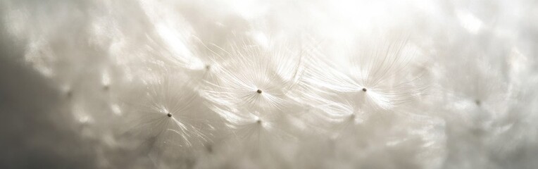 Poster - Close-up view of dandelion puff showcasing delicate seeds ready for dispersal in soft, natural light